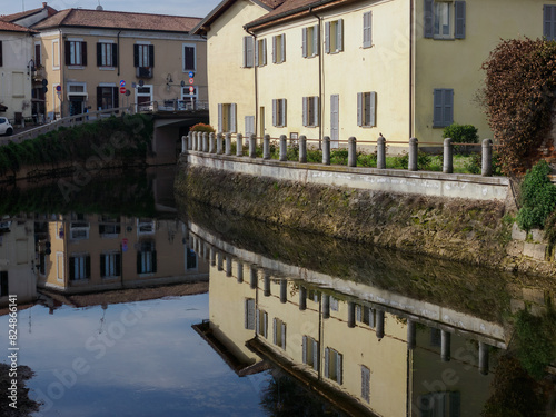 Old buildings along the Martesana canal at Gorgonzola, Milan photo