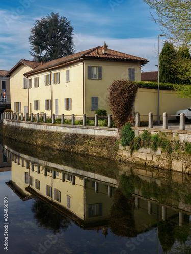 Old buildings along the Martesana canal at Gorgonzola, Milan photo