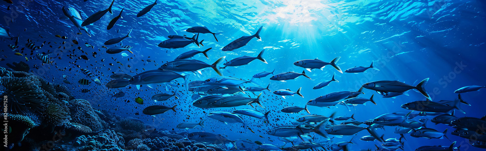Obraz premium colorful fish, iridescent fish, underwater scene, 