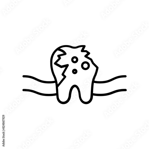 cavity tooth icon. outline icon