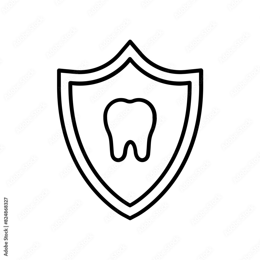 protection tooth icon. outline icon protection tooth icon. outline icon