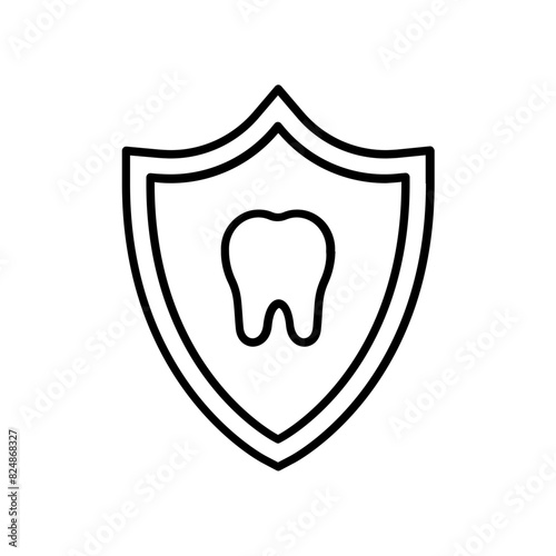 protection tooth icon. outline icon
