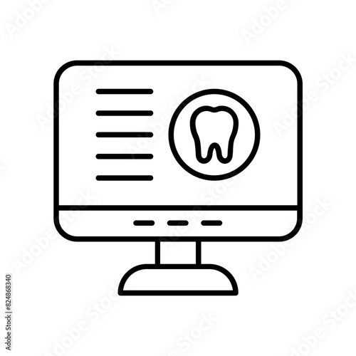 scan dental data icon. outline icon