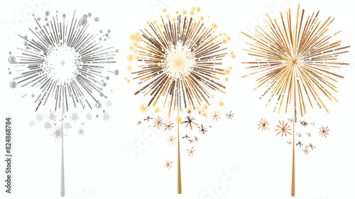 Golden silver fireworks. Festive victory celebrating