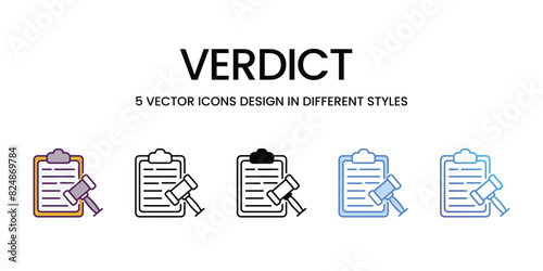 Verdict  Icons different style vector stock illustration