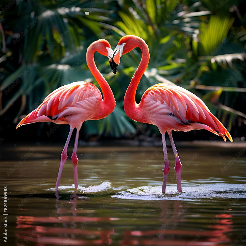 caribbean flamingos nassau bahamas sunset blue sky green tree background, caribbean flamingos nassau bahamas sunset blue sky green tree background,