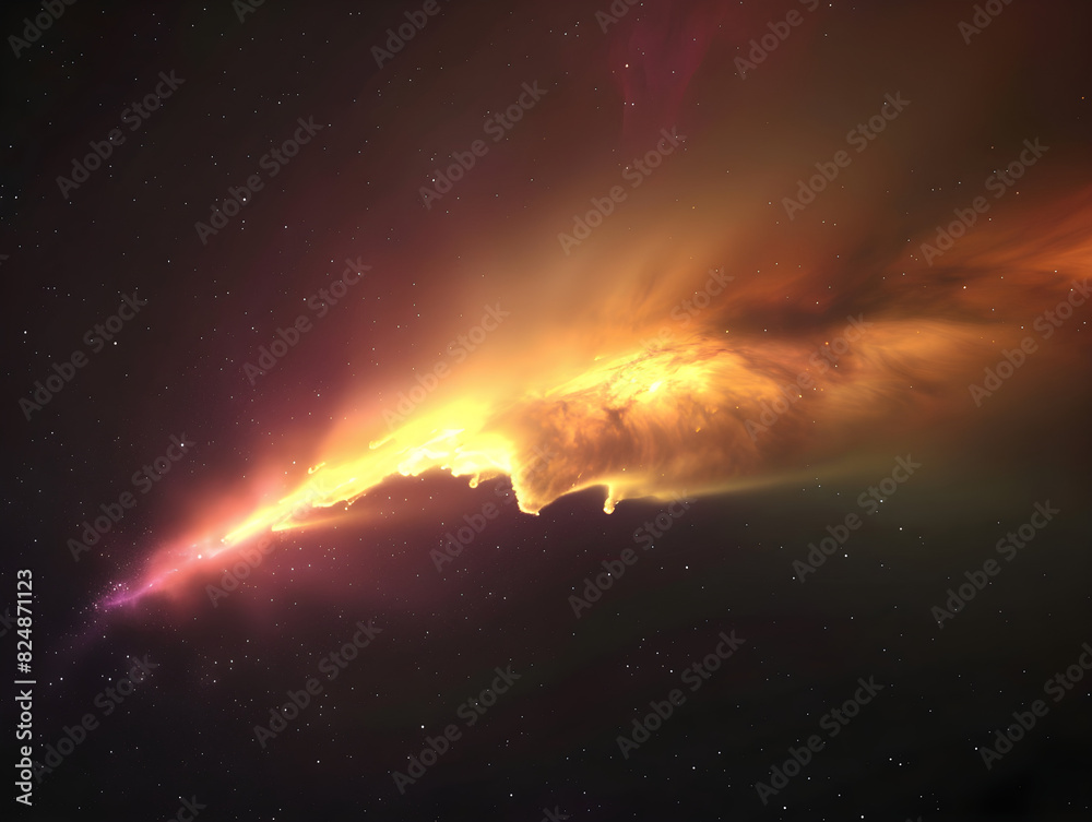 Stunning Vibrant Nebula in Deep Space: Fiery Interstellar Cloud with Dynamic Orange, Yellow, Pink Colors and Star-Studded Background | Captivating Cosmic Phenomenon | Beautiful Astronomical