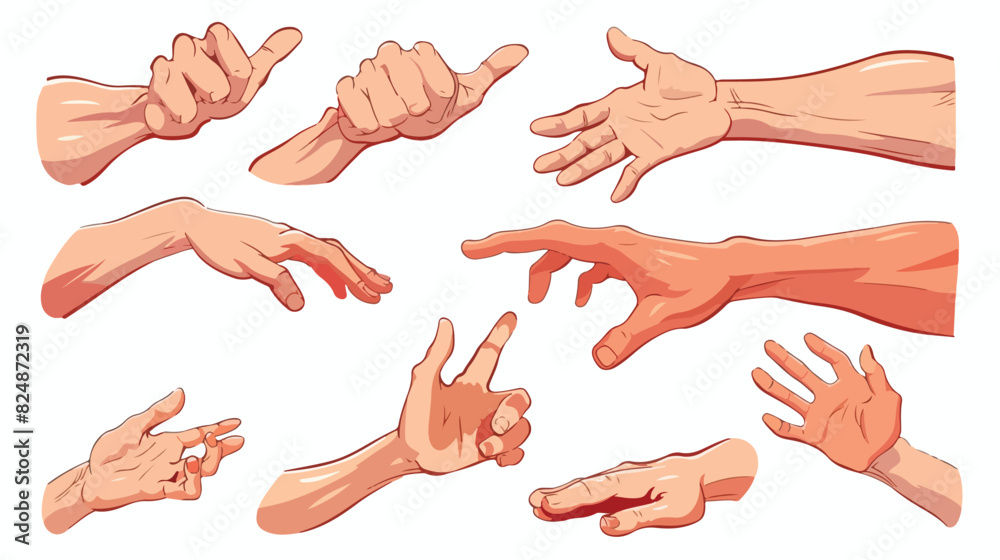 Hand gestures in different positions Cartoon Vector style