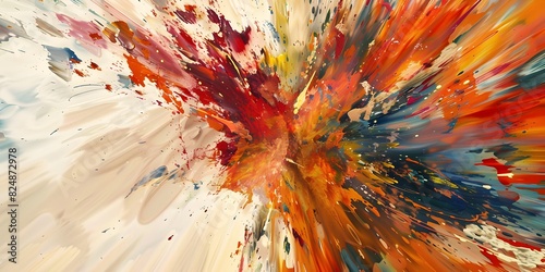 Abstract painting of an explosion, brush strokes, colorful 
