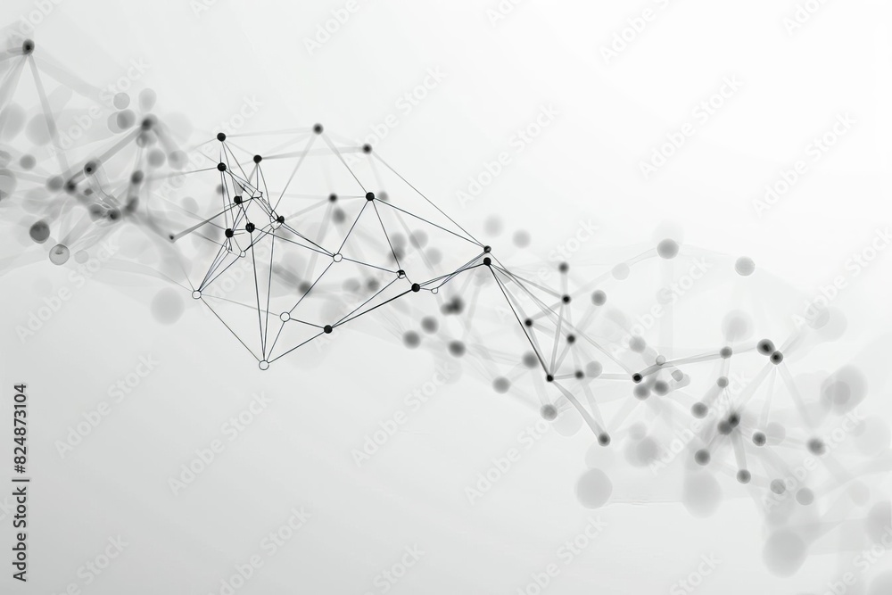 network abstract connection on gray background ai technology concept digital illustration