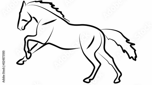 vector line art horse isolated on white background, logo icon