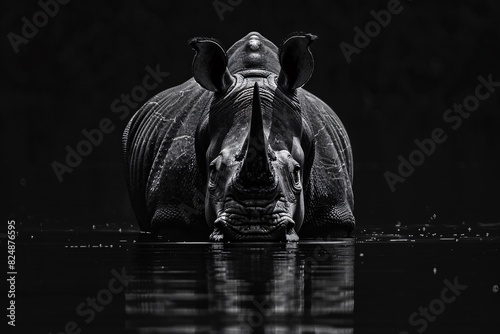 a rhinoceros in water photo