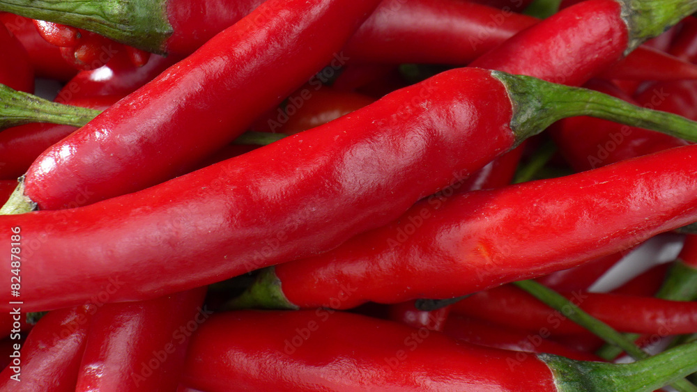 Witness the red chili peppers in exquisite detail, as their ridges and curves become a mesmerizing landscape in this macro, showcasing the beauty of the small and spicy. Food concept.
Witness the red chili peppers in exquisite detail, as their ridges and curves become a mesmerizing landscape in this macro, showcasing the beauty of the small and spicy. Food concept.