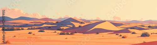 Desert dunes at sunset  watercolor  shades of orange and red  vast solitude  eye level   realistic watercolor