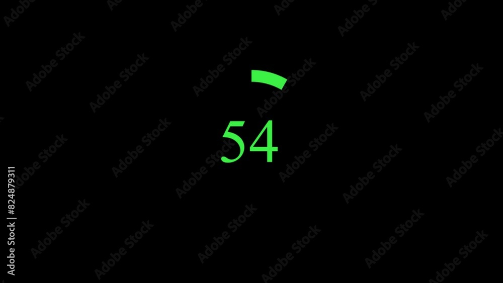 1 minute count down timer with green circle, 1-minute digital clock time up to zero second's green color 
