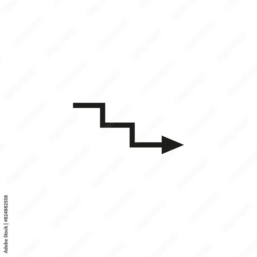 Angular arrow in the shape of stair treads. Vector illustration. Angular arrow in the shape of stair treads. Vector illustration.