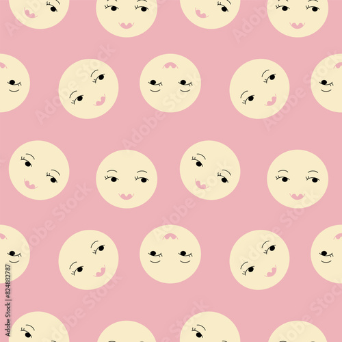 Surface design, seamless pattern. Continuous cute vector illustration.