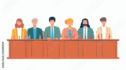 Jury in court trial vector illustration. People in ju photo