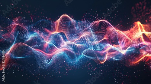 Abstract background with dynamic waves. Big data visualization. Sound wave element. Technology equalizer for music.