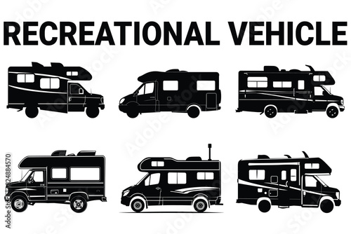 Recreational vehicle graphic silhouette vector
