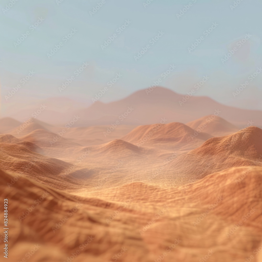 Midday Mirage A Surreal DRendered Desert Landscape Distorted by Scorching Heat Haze