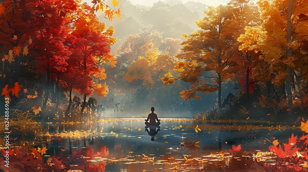 Fototapeta premium Experience peace for your body and mind by meditating in the beautiful and serene forest.