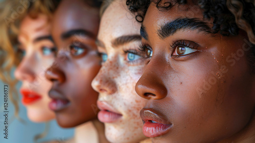 Many diverse women of different races, nationalities and religions come together. Women's equality day, girl power, diversity, feminism, diversity concept