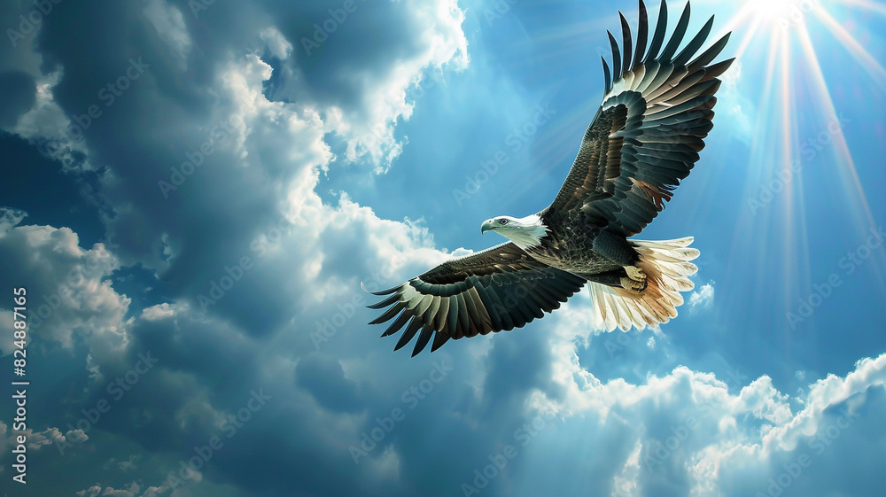 Obraz premium A eagle soaring high in the sky