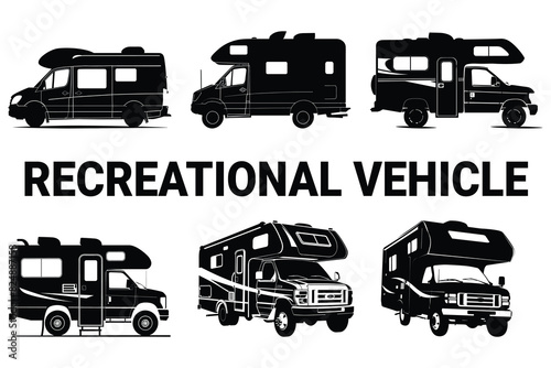 Recreational vehicle graphic silhouette vector