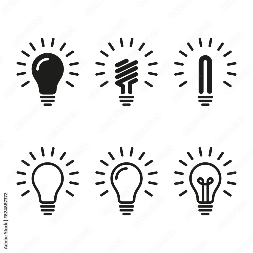Lamp icons set. Light bulb icon set. Vector illustration. Lamp icons set. Light bulb icon set. Vector illustration.
