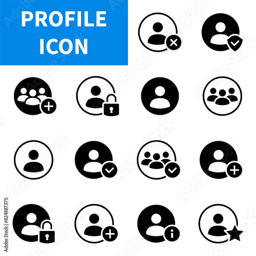 User icon set. Person profile avatar set. Vector illustration.