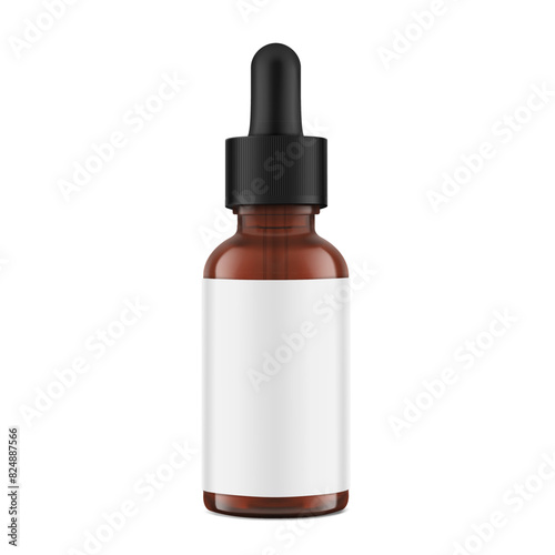 Realistic dropper bottle mockup isolated on white background. Vector illustration. Сan be used for cosmetic, medical and other needs. EPS10.
