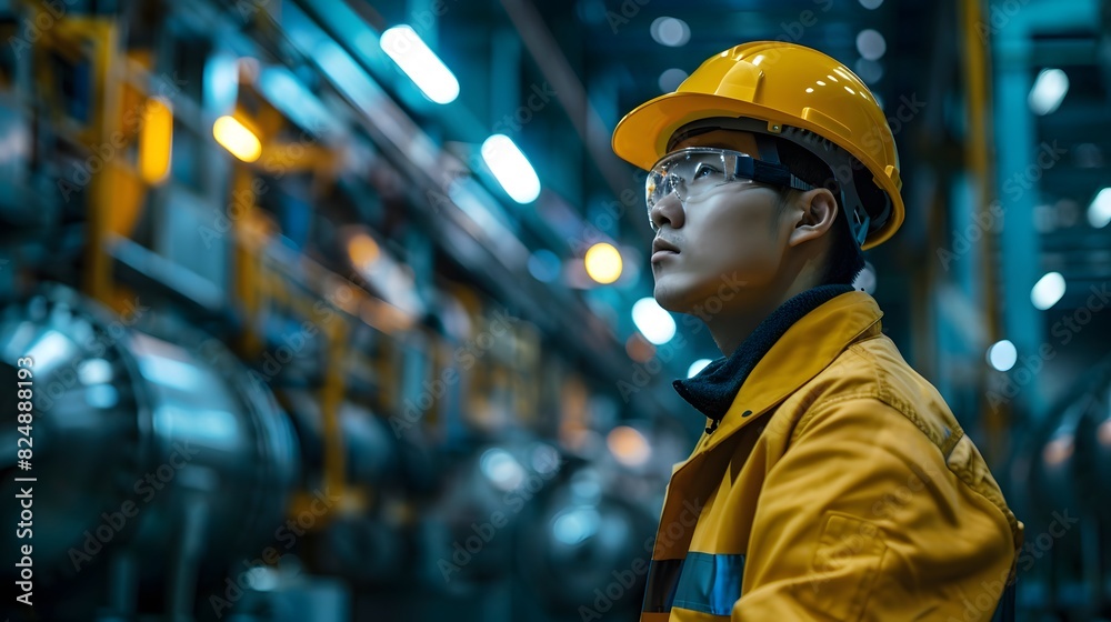 The factory inspection engineer has a set of safe equipment. The factory inspection engineer has a set of safe equipment.