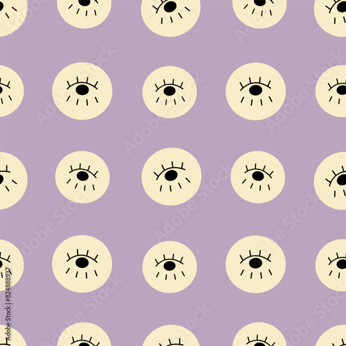 Repeatable backdrop, endless pattern. Funny girl visage.
