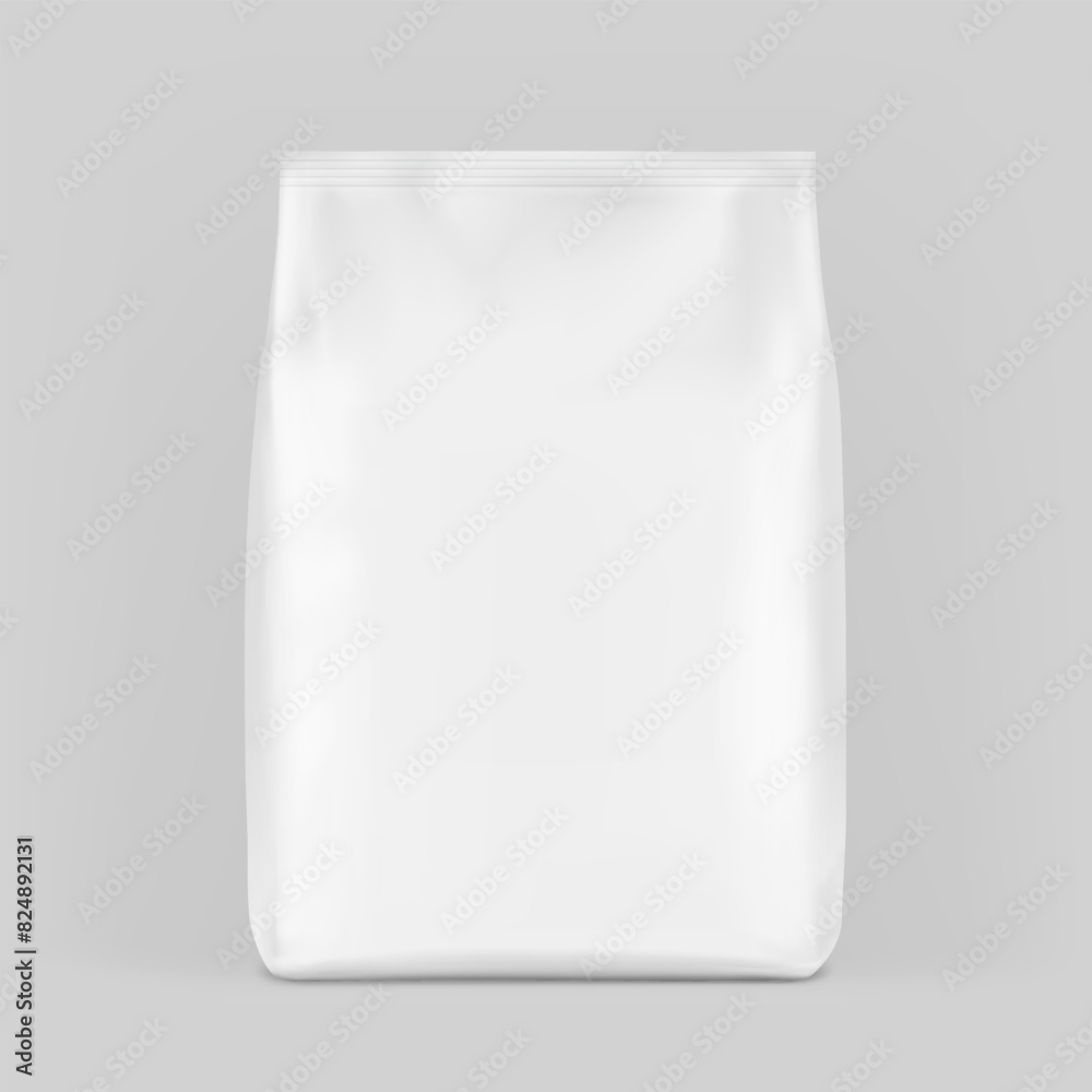 Vertical bag mockup. Front view. High realistic. Vector illustration isolated on grey background. Ready for use in presentation, promo, advertising and more. EPS10. Vertical bag mockup. Front view. High realistic. Vector illustration isolated on grey background. Ready for use in presentation, promo, advertising and more. EPS10.