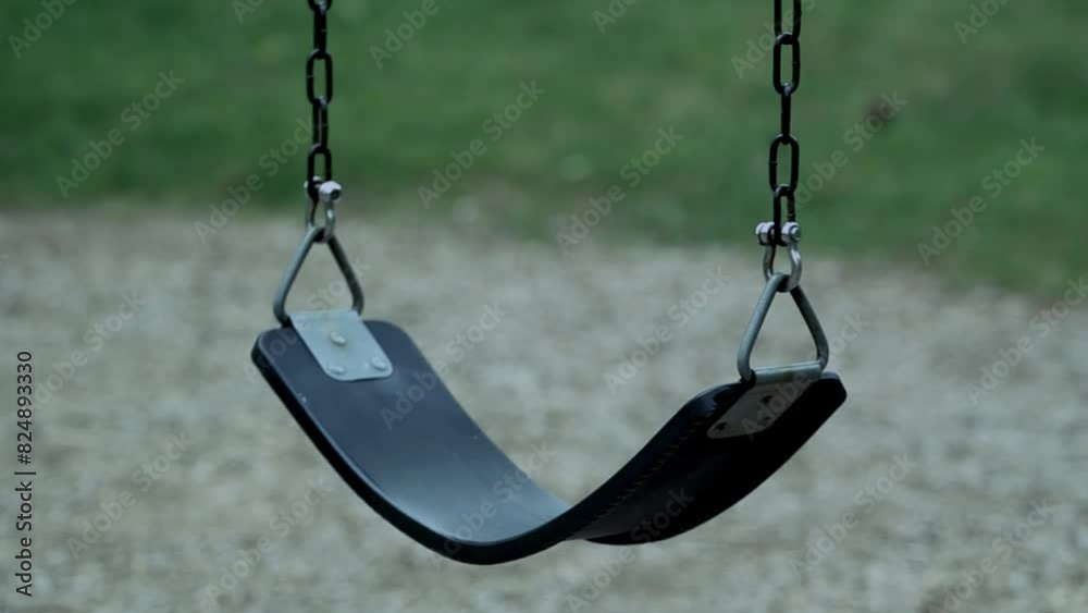 Detail shot of an empty playground swing