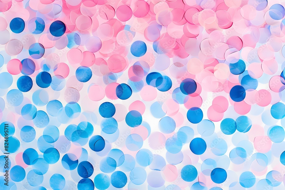Colorful pastel background with many round paper dots in pink, blue and white colors
Colorful pastel background with many round paper dots in pink, blue and white colors