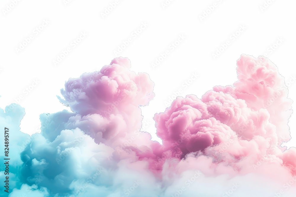 pastel pink and blue clouds isolated fluffy cotton candy colored clouds on white background graphic resource