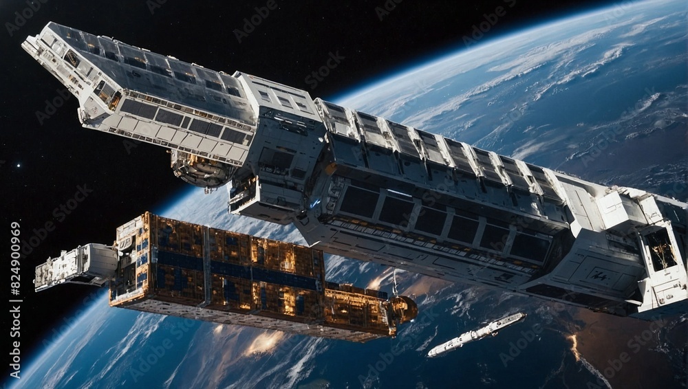 Obraz premium space freighter docking