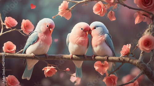 Valentines serenity two lovebirds create an intimate and charming moment photo