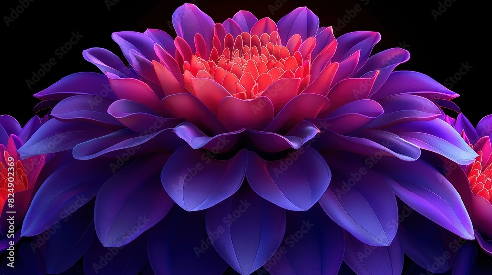 A close-up of a vibrant purple and red flower against a dark background, reflecting its stunning petals A close-up of a vibrant purple and red flower against a dark background, reflecting its stunning petals