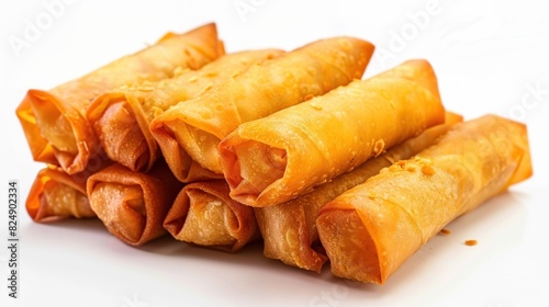 Vietnamese vegeratian egg rolls, cha gio chay on white background. Generative Ai photo