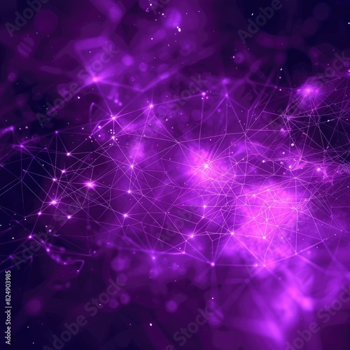 Abstract purple background with connecting dots and lines. Structure and communication. Plexus effect. Abstract science geometrical network . © Khalif