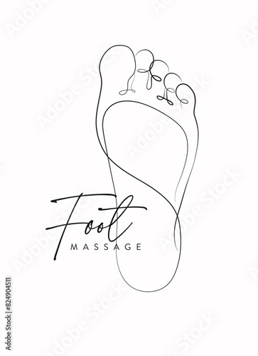 Obraz na płótnie Foot massage silhouette illustration drawing in linear style on white background w salonie