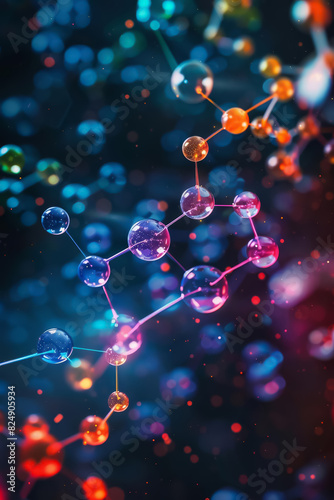 Colorful Molecules in Digital Space Colorful digital representations of molecules floating in space