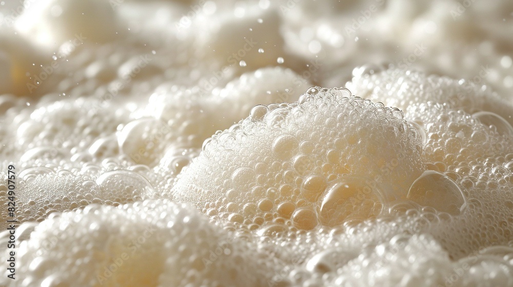 Close-up photo of soap bubbles on a soapy water surface Close-up photo of soap bubbles on a soapy water surface