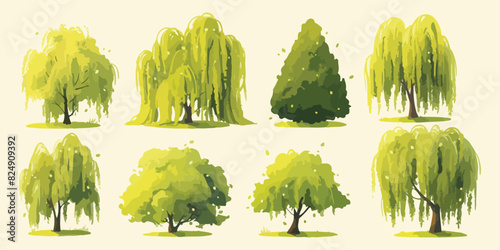willow tree clipart vector for graphic resources	