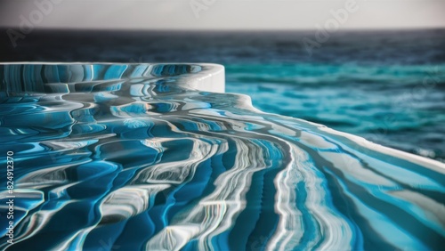 Sunlit Waves Abstract Blue and White Swimming Pool Water