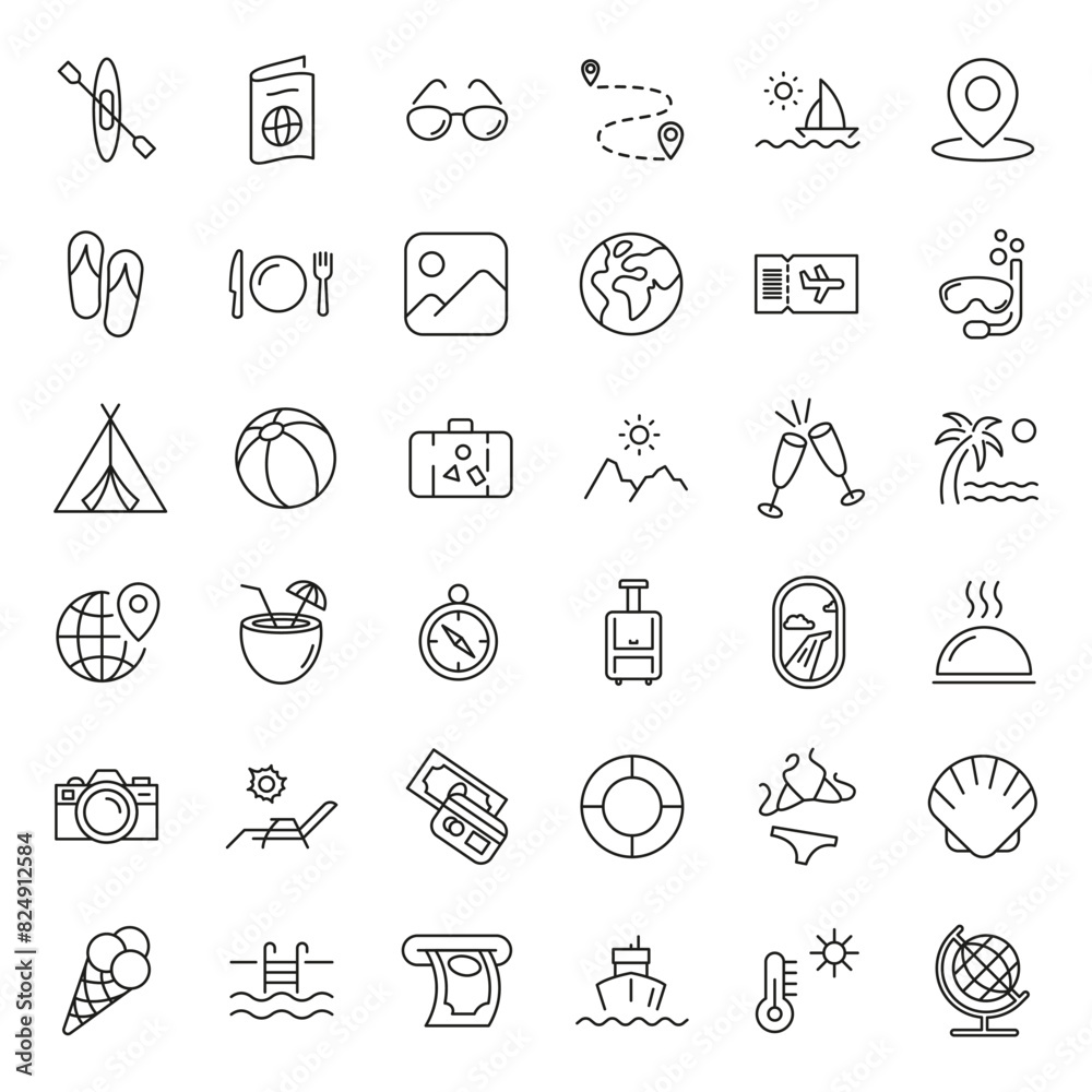 Travel and tourism icon set. Travel and vacation icon set Travel and tourism icon set. Travel and vacation icon set
