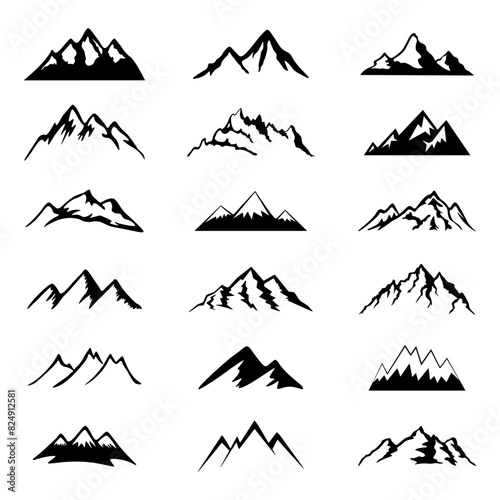 Mountains silhouettes set. mountain icons set